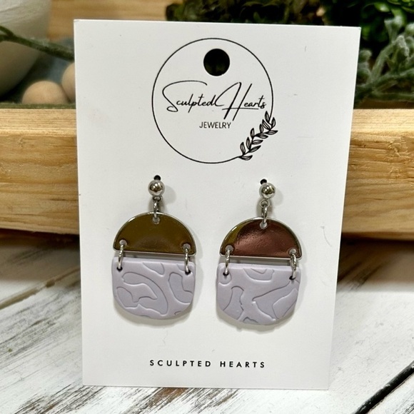 Handmade Sculpted Hearts Polymer Clay Dangle Earrings. New - Picture 2 of 2